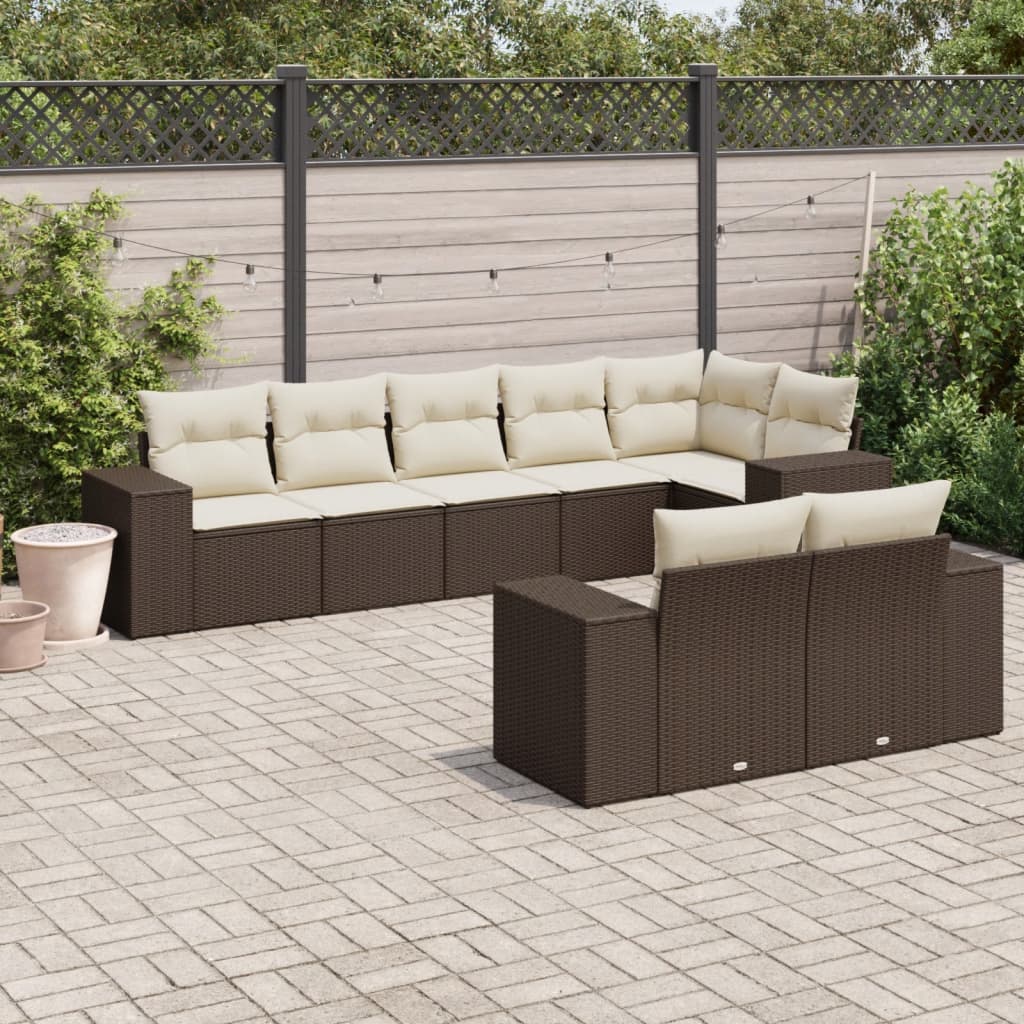 8-tlg. Garten-Sofagarnitur mit Kissen Braun Poly Rattan - Premium Gartenmöbel-Sets - Just €780.18! Shop now at homesales4u