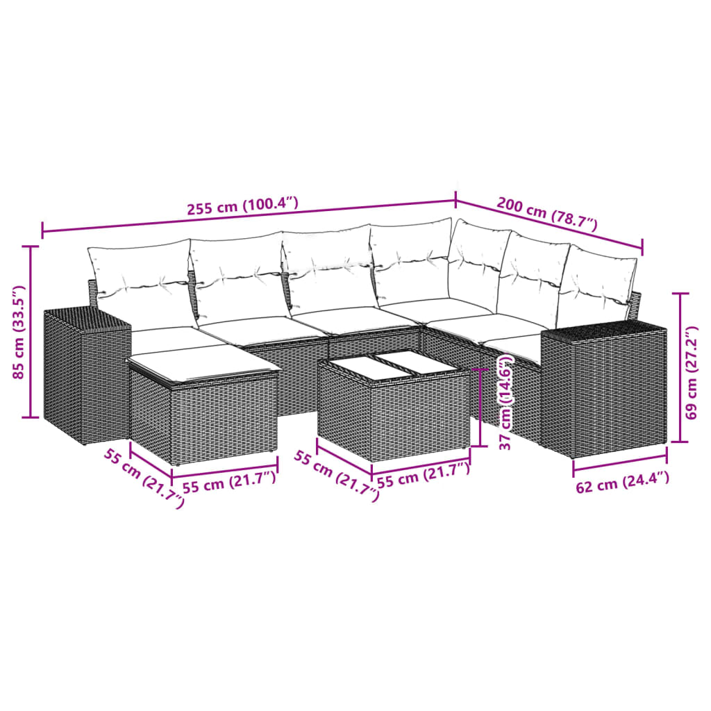 8-tlg. Garten-Sofagarnitur mit Kissen Braun Poly Rattan - Premium Gartenmöbel-Sets - Just €695.43! Shop now at homesales4u