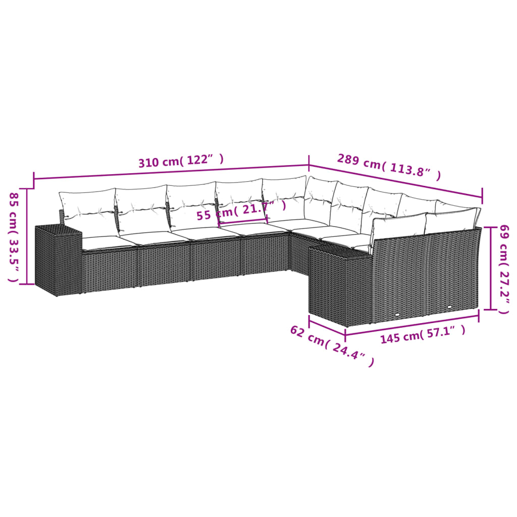 10-tlg. Garten-Sofagarnitur mit Kissen Braun Poly Rattan - Premium Gartenmöbel-Sets - Just €882.72! Shop now at homesales4u