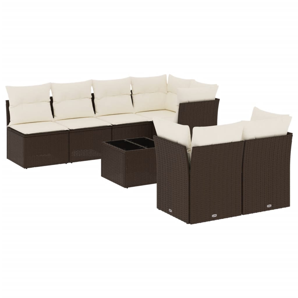 8-tlg. Garten-Sofagarnitur mit Kissen Braun Poly Rattan - Premium Gartenmöbel-Sets - Just €721.60! Shop now at homesales4u
