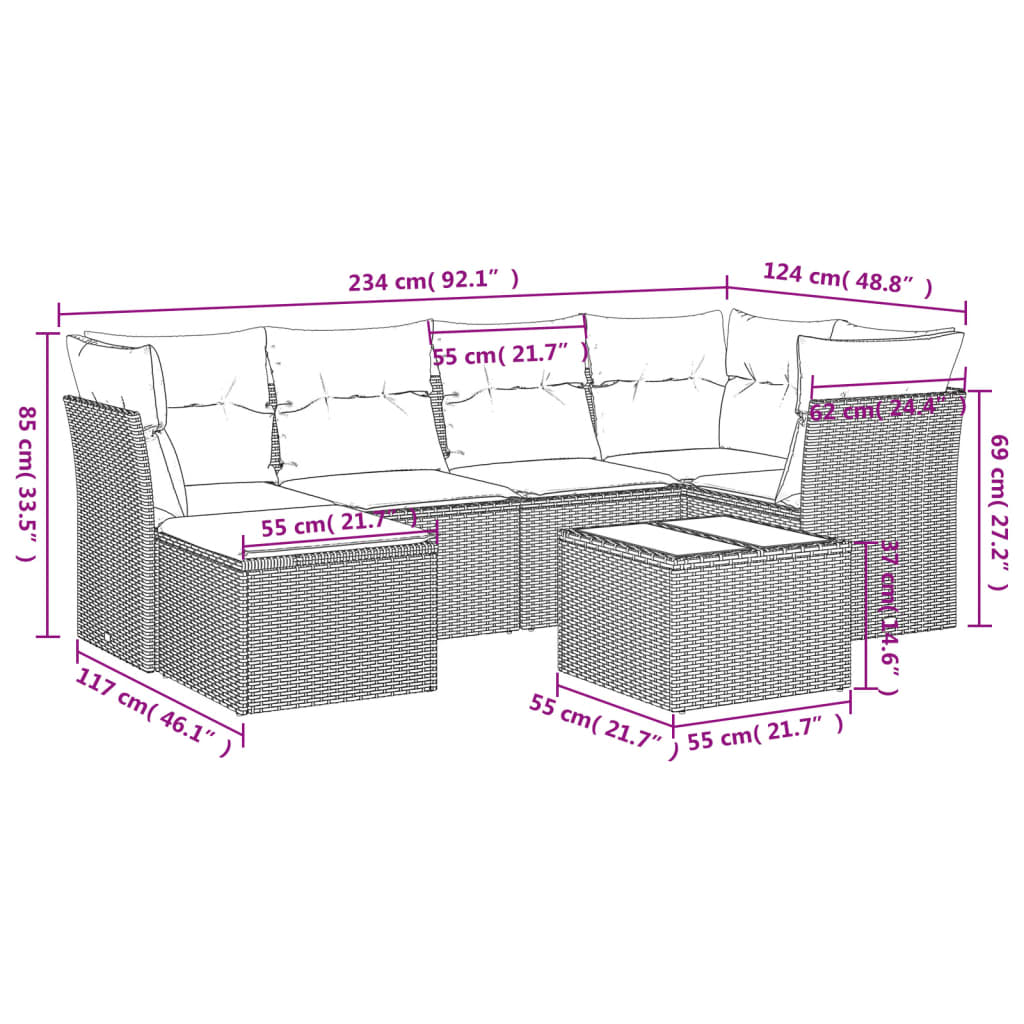 7-tlg. Garten-Sofagarnitur mit Kissen Braun Poly Rattan - Premium Gartenmöbel-Sets - Just €617.45! Shop now at homesales4u