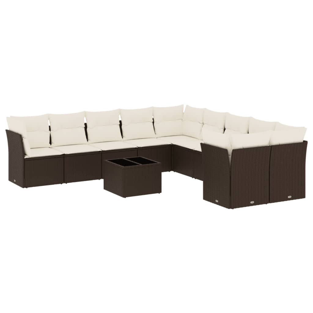 11-tlg. Garten-Sofagarnitur mit Kissen Braun Poly Rattan - Premium Gartenmöbel-Sets - Just €940.37! Shop now at homesales4u