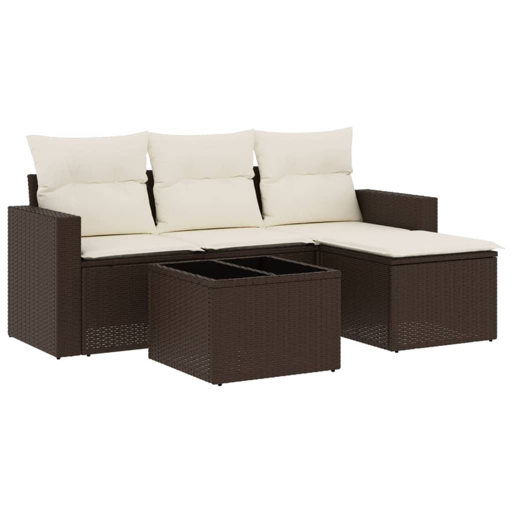 5-tlg. Garten-Sofagarnitur mit Kissen Braun Poly Rattan - Premium Gartenmöbel-Sets - Just €418.40! Shop now at homesales4u