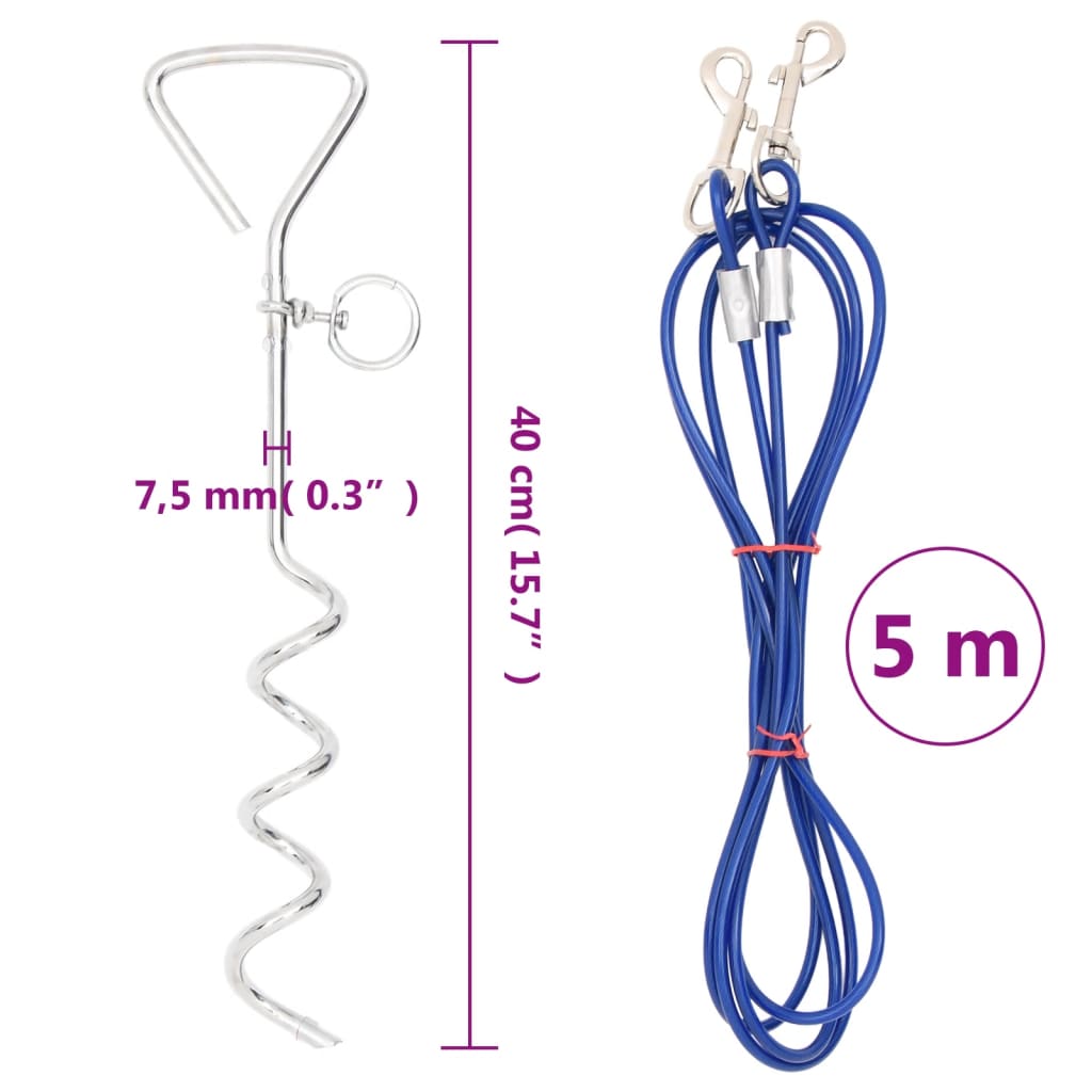 Hundeleine mit Pfahl 5 m - Premium Leinen - Just €32.56! Shop now at homesales4u