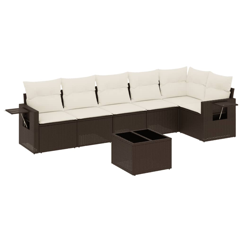 7-tlg. Garten-Sofagarnitur mit Kissen Braun Poly Rattan - Premium Gartenmöbel-Sets - Just €632.36! Shop now at homesales4u