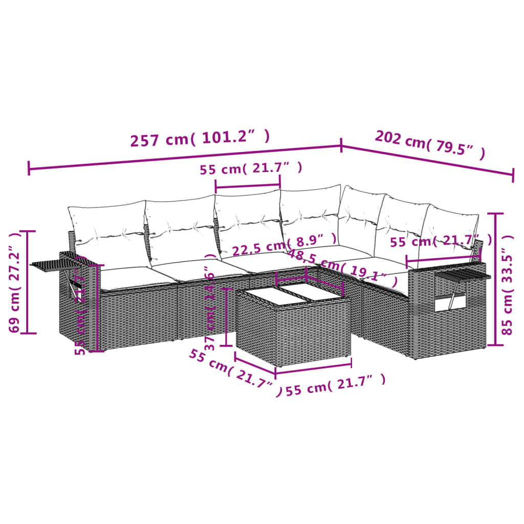 7-tlg. Garten-Sofagarnitur mit Kissen Braun Poly Rattan - Premium Gartenmöbel-Sets - Just €632.36! Shop now at homesales4u