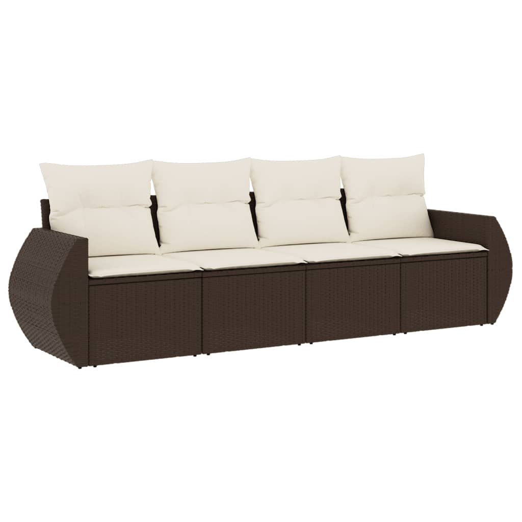 4-tlg. Garten-Sofagarnitur mit Kissen Braun Poly Rattan - Premium Gartenmöbel-Sets - Just €380.14! Shop now at homesales4u