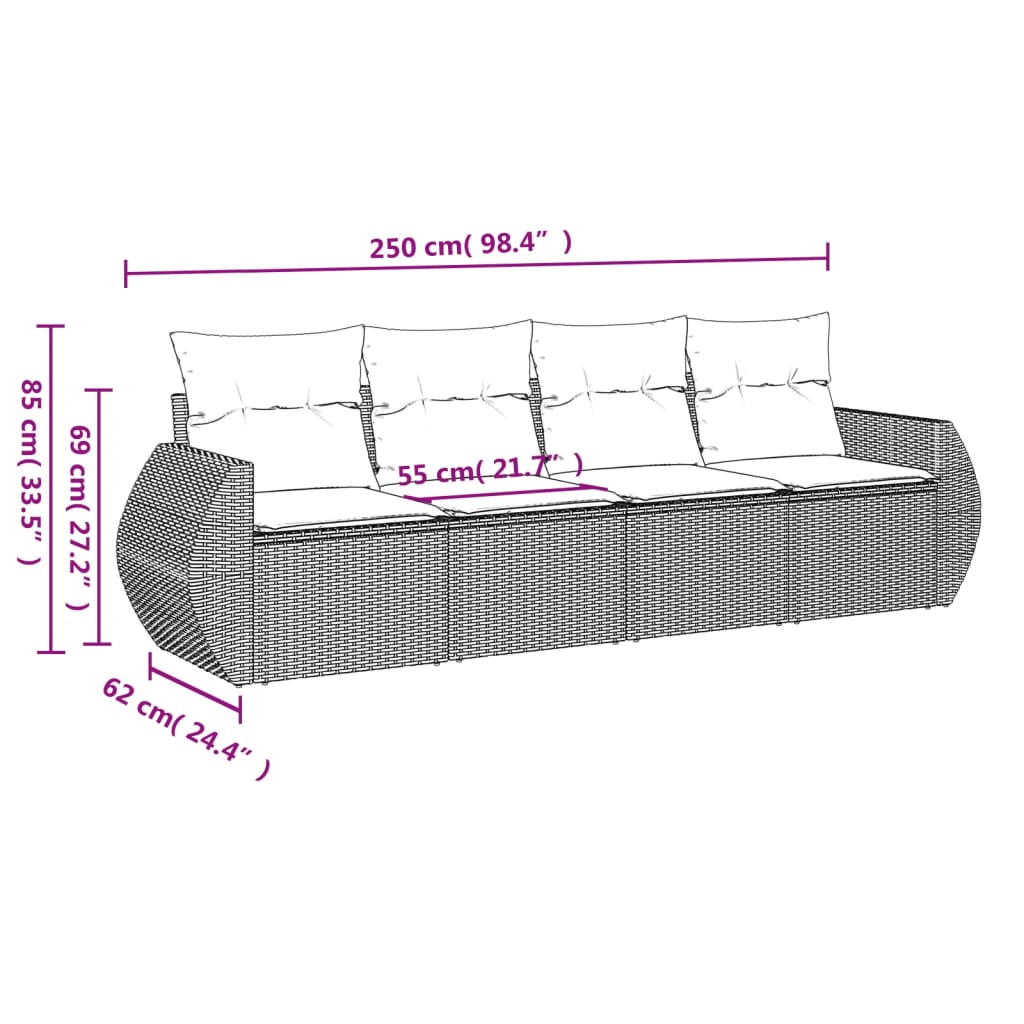 4-tlg. Garten-Sofagarnitur mit Kissen Braun Poly Rattan - Premium Gartenmöbel-Sets - Just €380.14! Shop now at homesales4u