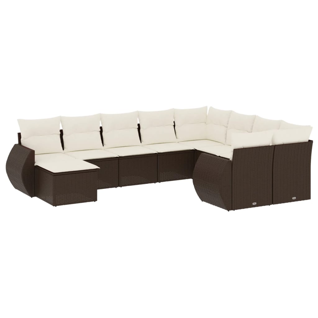 10-tlg. Garten-Sofagarnitur mit Kissen Braun Poly Rattan - Premium Gartenmöbel-Sets - Just €907.40! Shop now at homesales4u