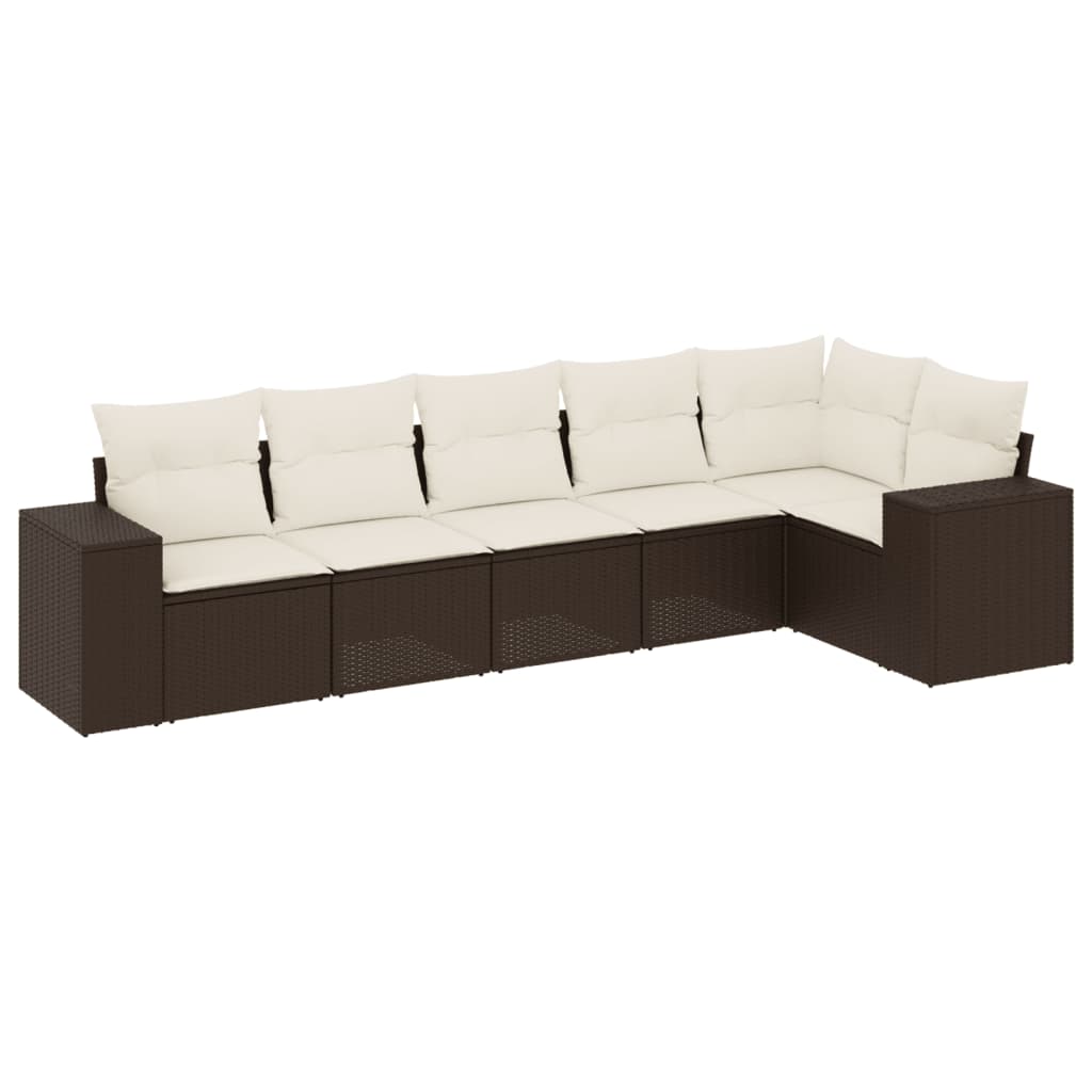 6-tlg. Garten-Sofagarnitur mit Kissen Braun Poly Rattan - Premium Gartenmöbel-Sets - Just €574.97! Shop now at homesales4u