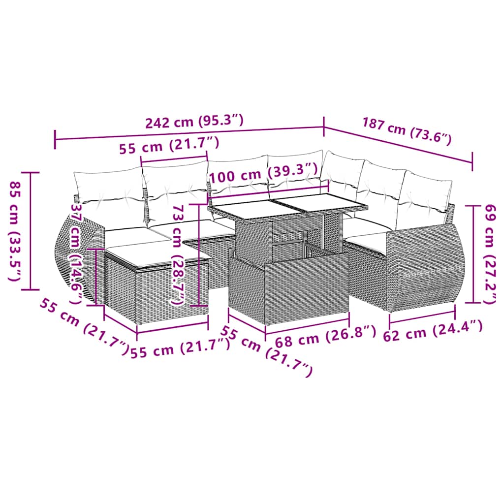 8-tlg. Garten-Sofagarnitur mit Kissen Braun Poly Rattan - Premium Gartenmöbel-Sets - Just €774.55! Shop now at homesales4u