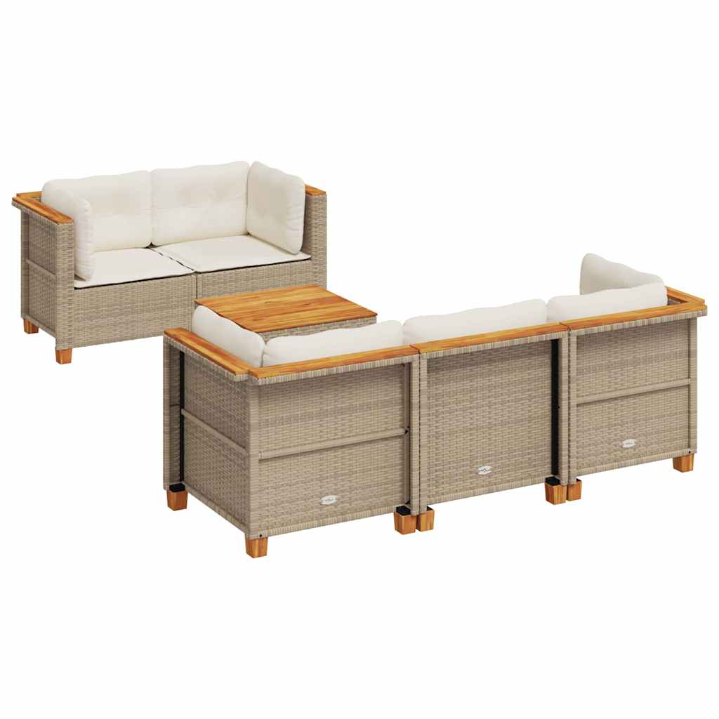 6-tlg. Garten-Sofagarnitur mit Kissen Beige Poly Rattan - Premium Gartenmöbel-Sets - Just €570! Shop now at homesales4u
