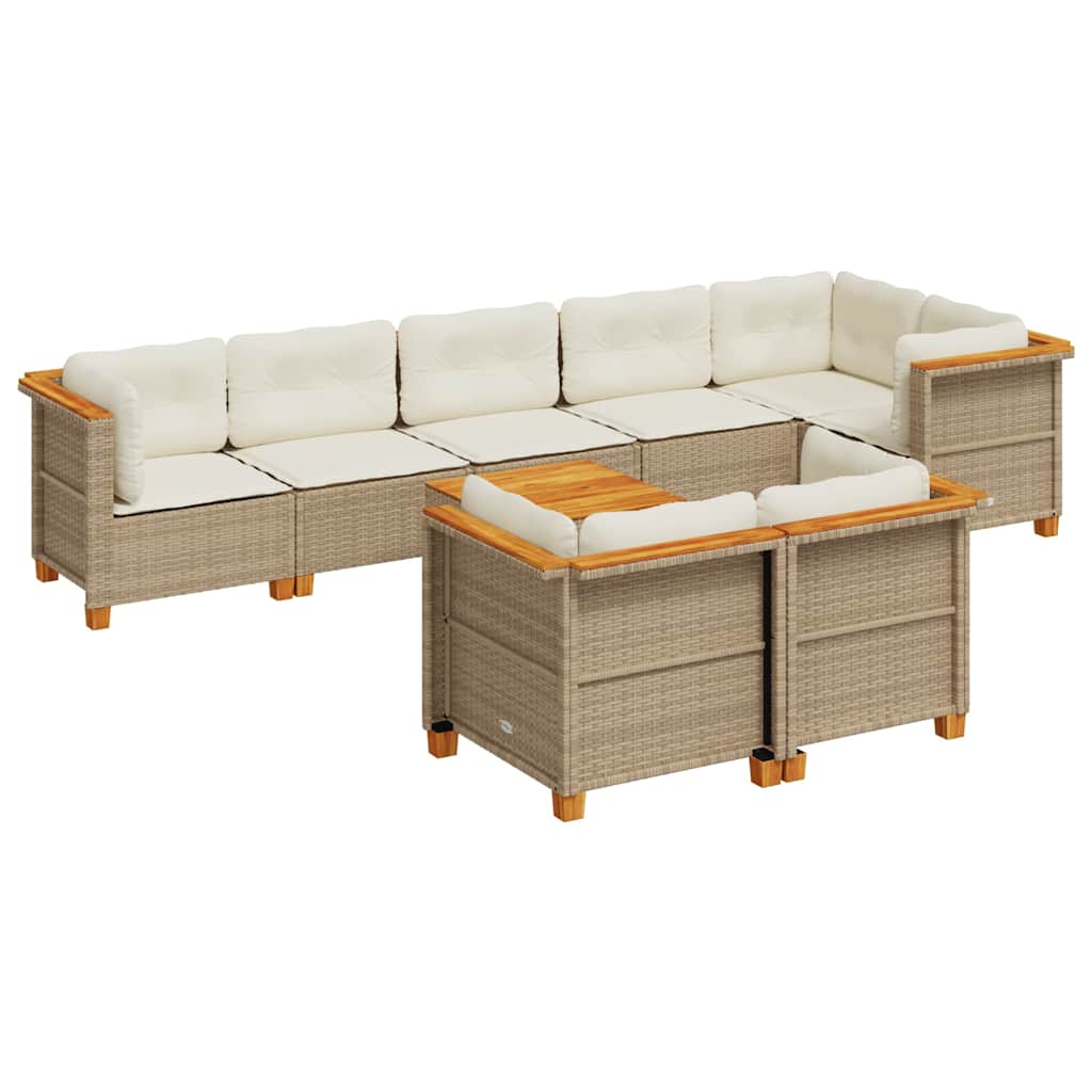 9-tlg. Garten-Sofagarnitur mit Kissen Beige Poly Rattan - Premium Gartenmöbel-Sets - Just €839.31! Shop now at homesales4u