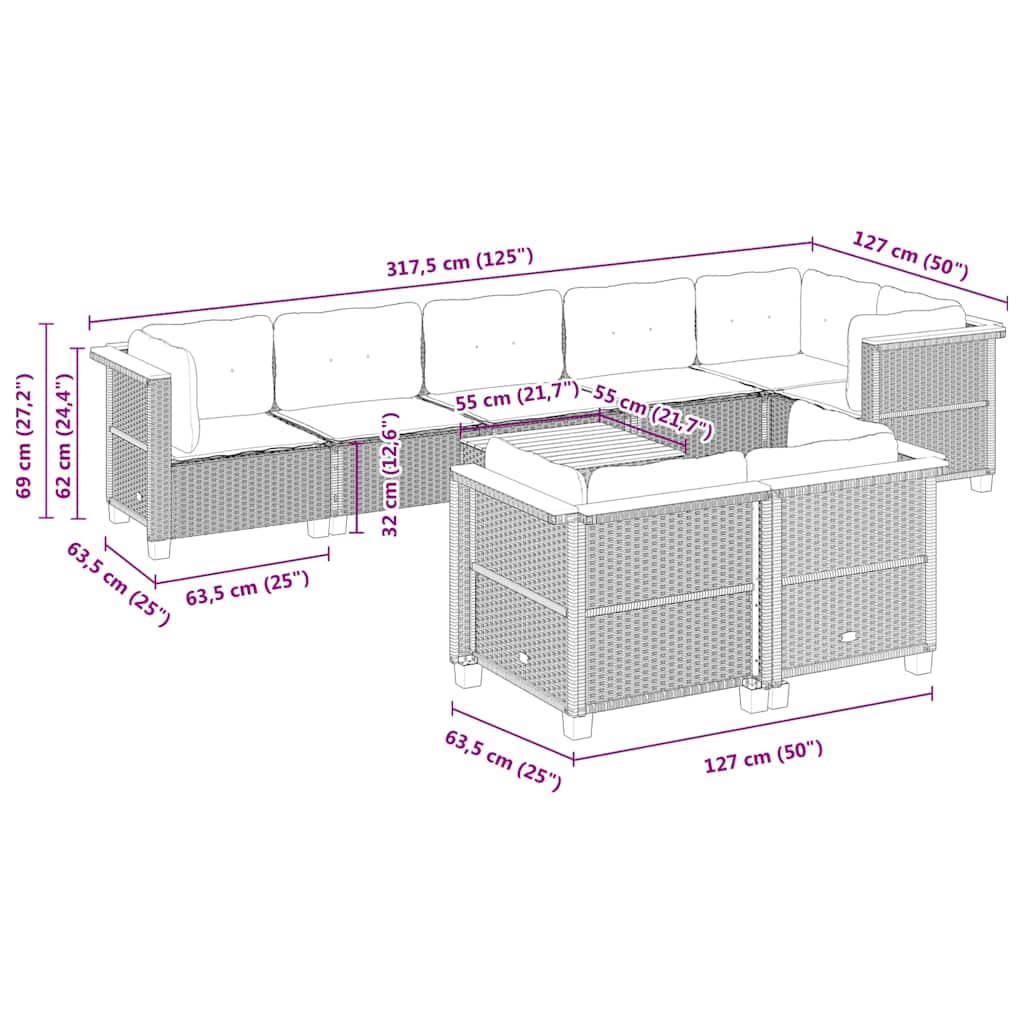 9-tlg. Garten-Sofagarnitur mit Kissen Beige Poly Rattan - Premium Gartenmöbel-Sets - Just €839.31! Shop now at homesales4u