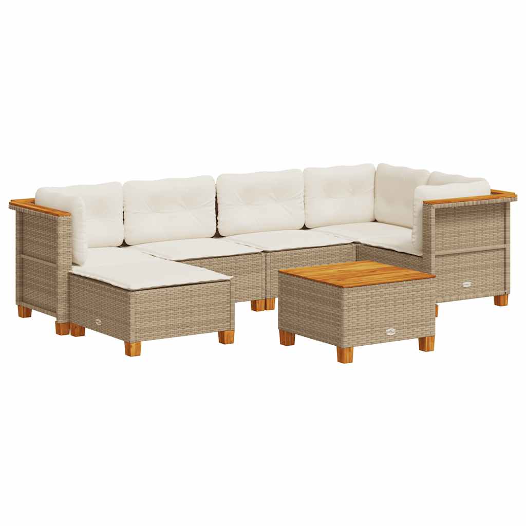 7-tlg. Garten-Sofagarnitur mit Kissen Beige Poly Rattan - Premium Gartenmöbel-Sets - Just €630! Shop now at homesales4u