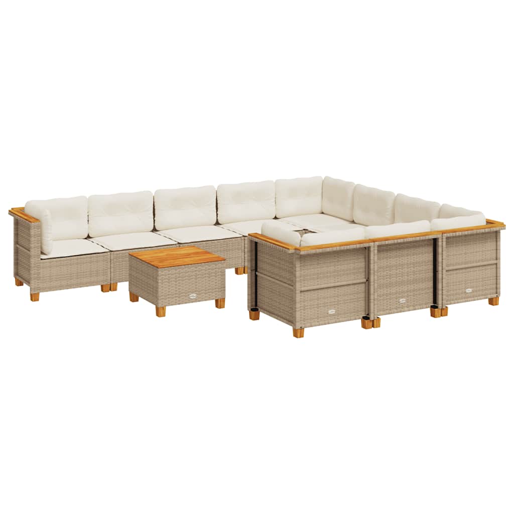 11-tlg. Garten-Sofagarnitur mit Kissen Beige Poly Rattan - Premium Gartenmöbel-Sets - Just €1028.89! Shop now at homesales4u