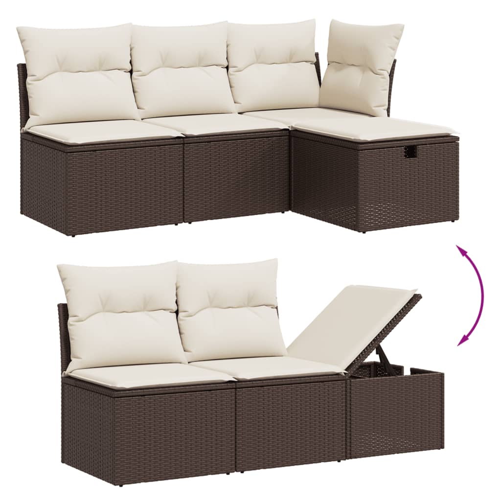 6-tlg. Garten-Sofagarnitur mit Kissen Braun Poly Rattan - Premium Gartenmöbel-Sets - Just €580.63! Shop now at homesales4u