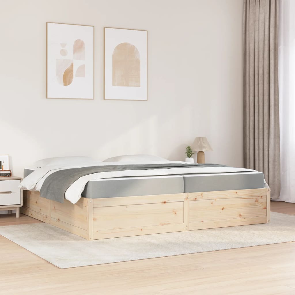 Bett mit Matratze 200x200 cm Massivholz Kiefer - Premium Betten & Bettgestelle - Just €696.58! Shop now at homesales4u