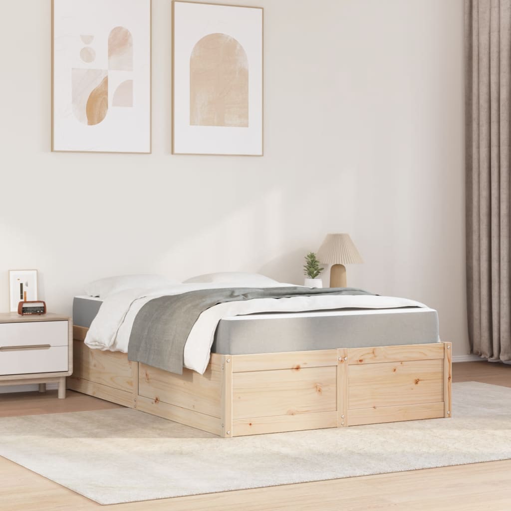 Bett mit Matratze 140x190 cm Massivholz Kiefer - Premium Betten & Bettgestelle - Just €485.87! Shop now at homesales4u