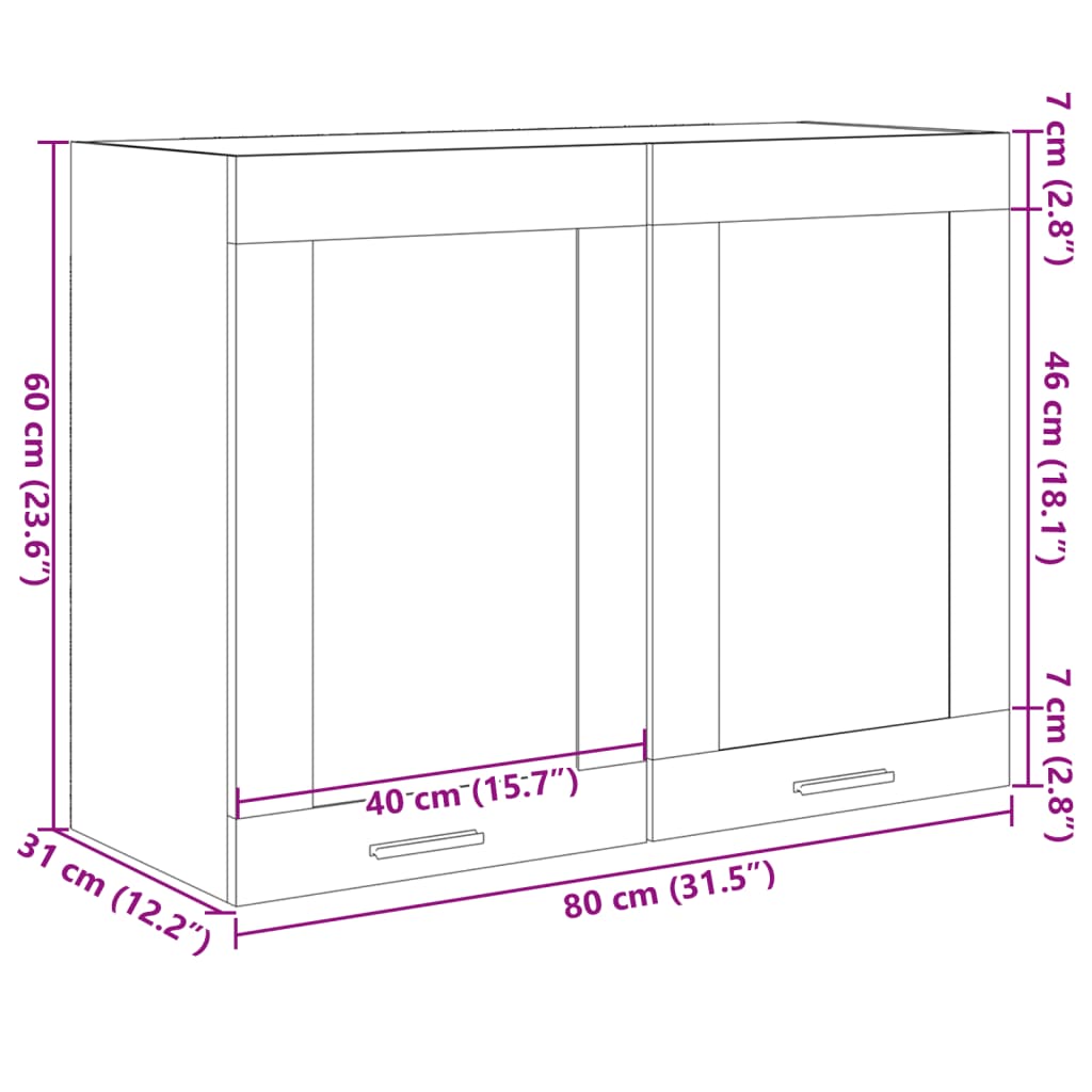 Hängeglasschrank Lyon Sonoma-Eiche 80x31x60 cm Holzwerkstoff - Premium Küchenschränke - Just €74.17! Shop now at homesales4u