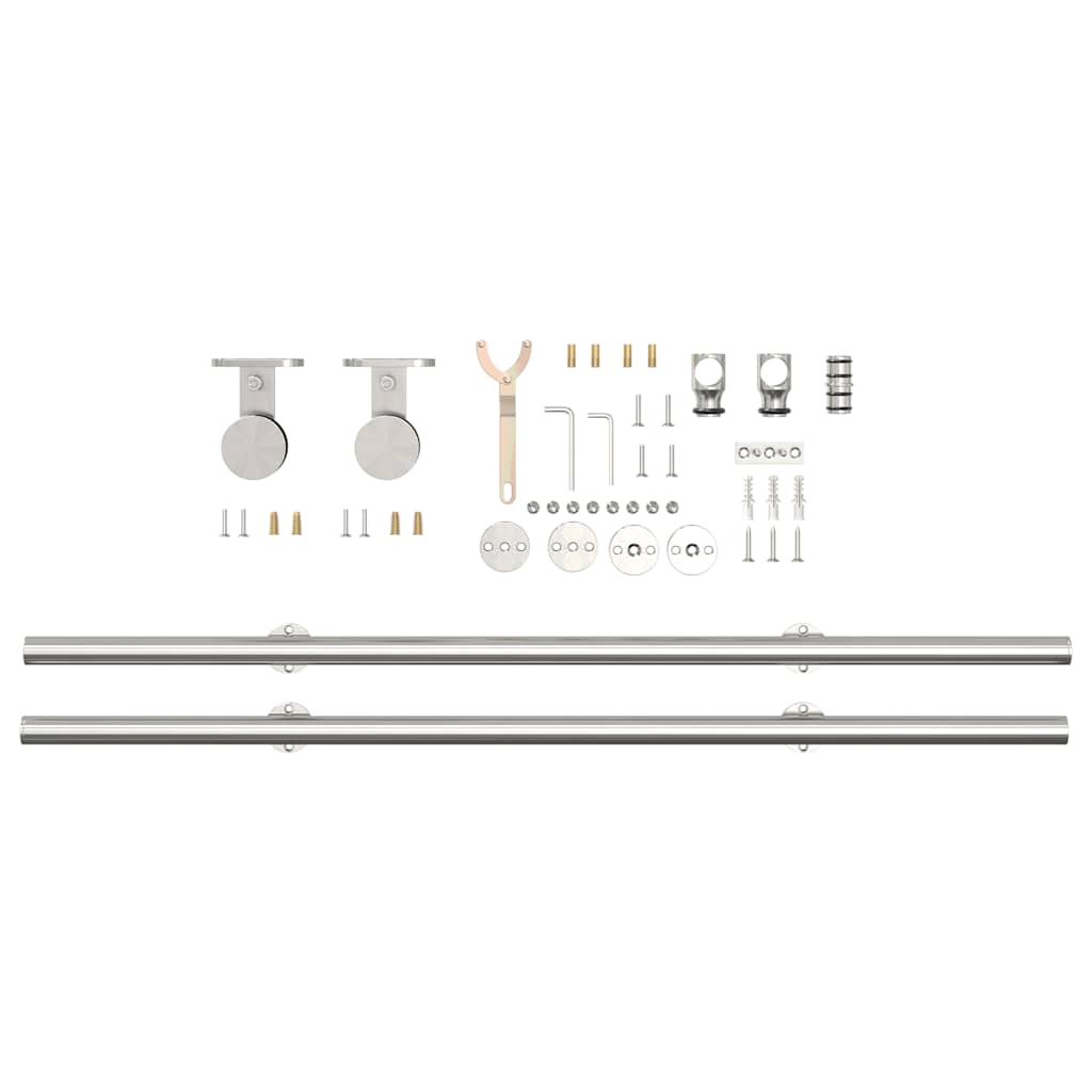 Schiebetür-Beschlagsatz 200 cm Edelstahl Silbern - Premium Türbeschläge & -klingeln - Just €115.58! Shop now at homesales4u