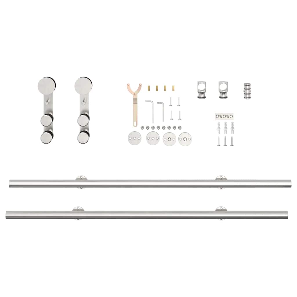 Schiebetür-Beschlagsatz 200 cm Edelstahl Silbern - Premium Türbeschläge & -klingeln - Just €117.64! Shop now at homesales4u