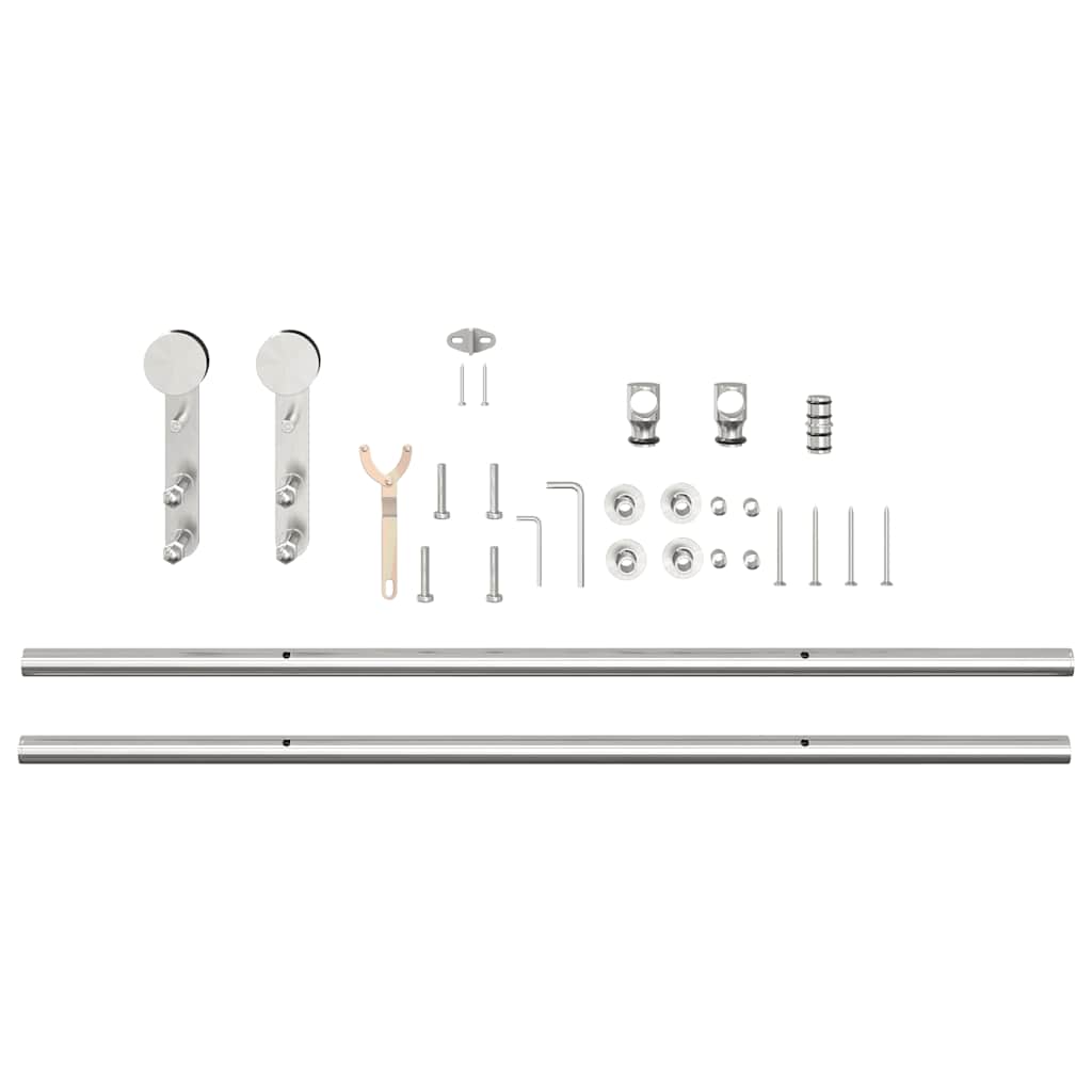 Schiebetür-Beschlagsatz 200 cm Edelstahl Silbern - Premium Türbeschläge & -klingeln - Just €97.91! Shop now at homesales4u