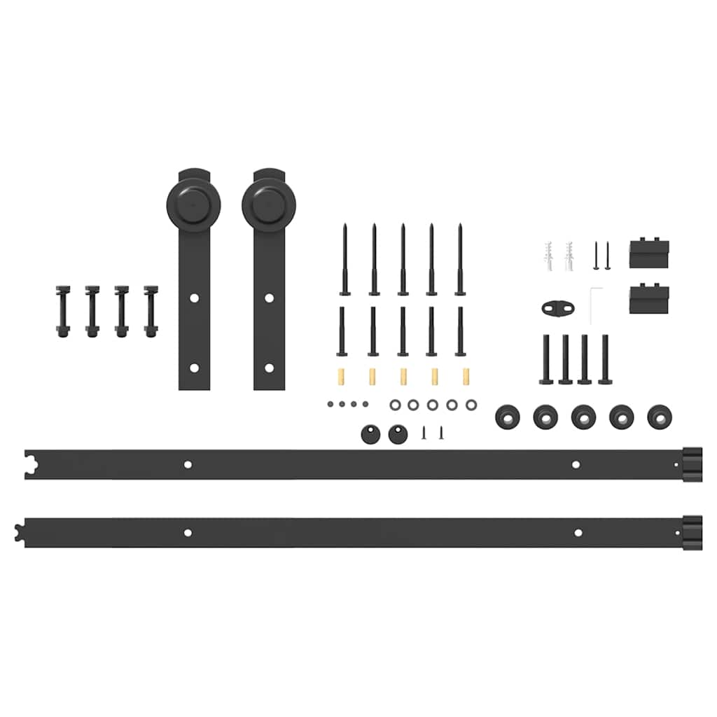 Schiebetürbeschlag-Set 183 cm Stahl Schwarz - Premium Türbeschläge & -klingeln - Just €69.16! Shop now at homesales4u