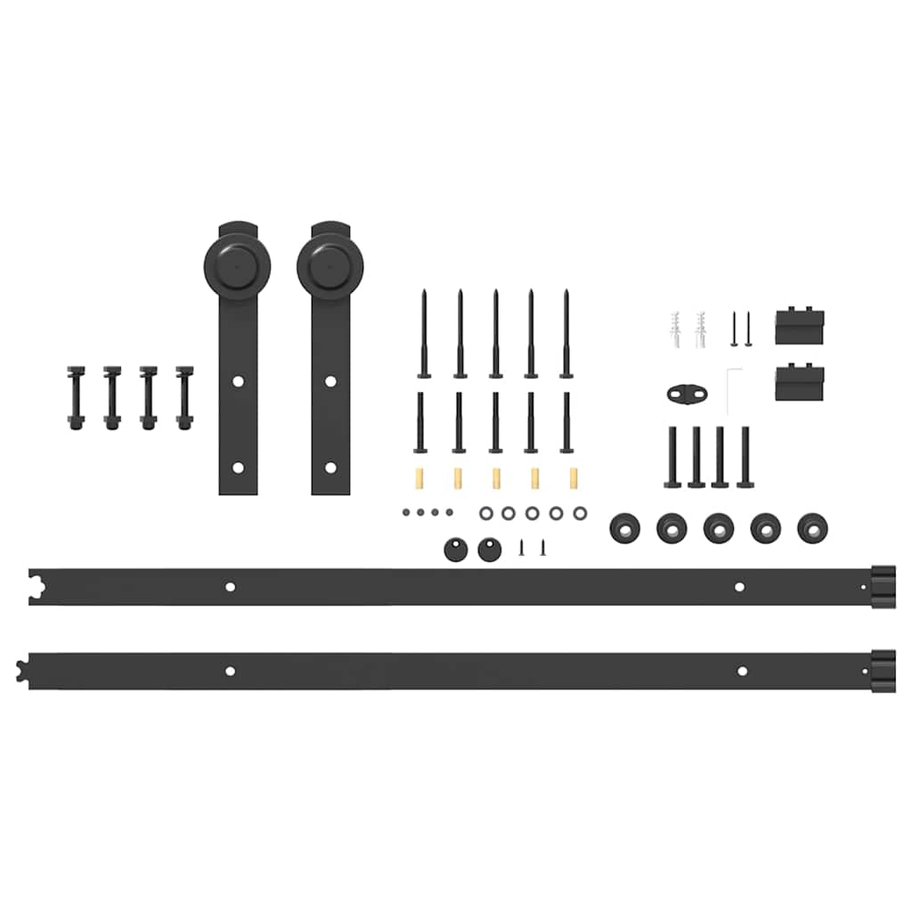 Schiebetürbeschlag-Set 200 cm Stahl Schwarz - Premium Türbeschläge & -klingeln - Just €79.41! Shop now at homesales4u
