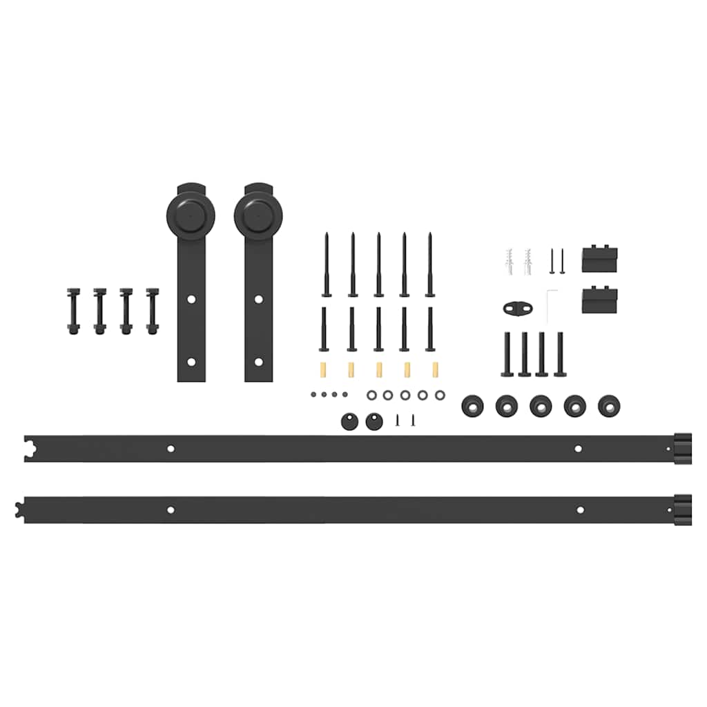 Schiebetürbeschlag-Set 213,5 cm Stahl Schwarz - Premium Türbeschläge & -klingeln - Just €92.76! Shop now at homesales4u