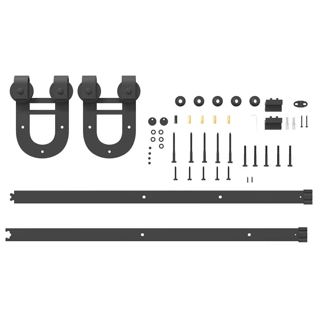 Schiebetürbeschlag-Set 183 cm Stahl Schwarz - Premium Türbeschläge & -klingeln - Just €50.70! Shop now at homesales4u