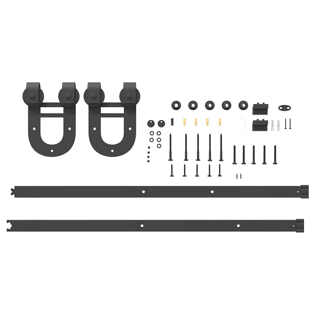 Schiebetürbeschlag-Set 200 cm Stahl Schwarz - Premium Türbeschläge & -klingeln - Just €51.51! Shop now at homesales4u