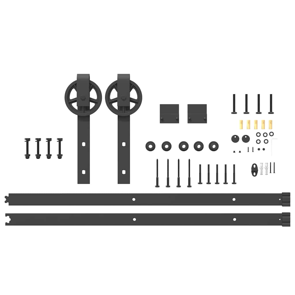 Schiebetürbeschlag-Set 183 cm Stahl Schwarz - Premium Türbeschläge & -klingeln - Just €64.84! Shop now at homesales4u