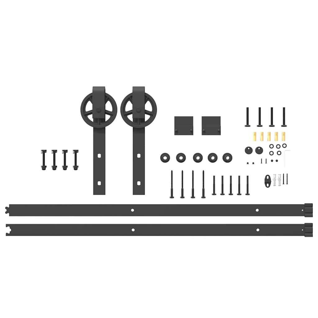 Schiebetürbeschlag-Set 200 cm Stahl Schwarz - Premium Türbeschläge & -klingeln - Just €83.04! Shop now at homesales4u