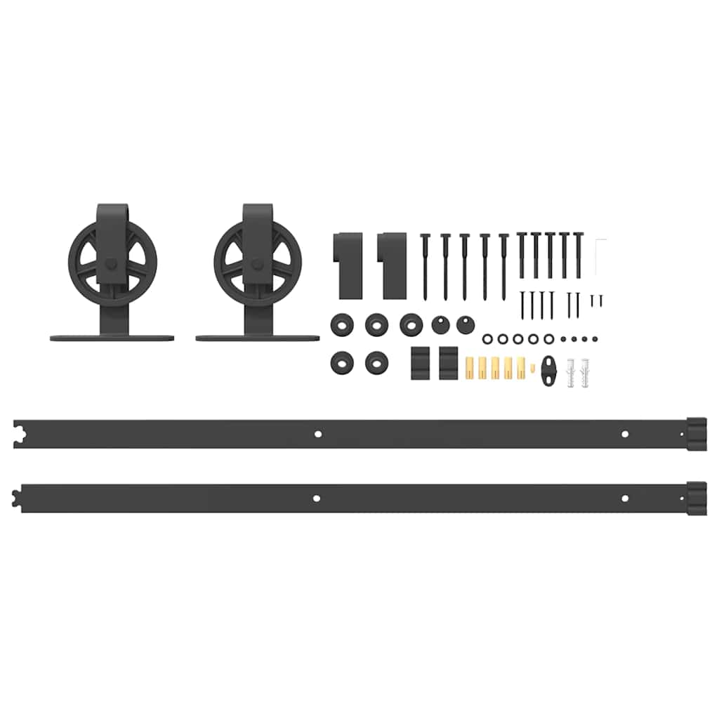 Schiebetürbeschlag-Set 183 cm Stahl Schwarz - Premium Türbeschläge & -klingeln - Just €66.05! Shop now at homesales4u