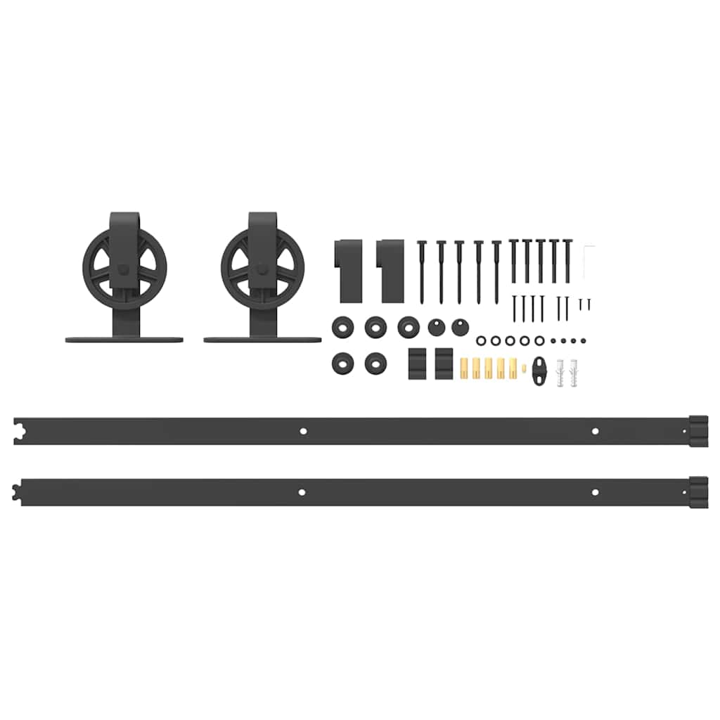 Schiebetürbeschlag-Set 200 cm Stahl Schwarz - Premium Türbeschläge & -klingeln - Just €86.13! Shop now at homesales4u