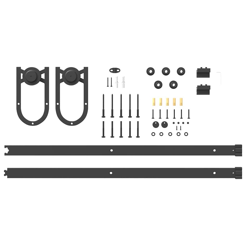Schiebetürbeschlag-Set 183 cm Stahl Schwarz - Premium Türbeschläge & -klingeln - Just €51.73! Shop now at homesales4u