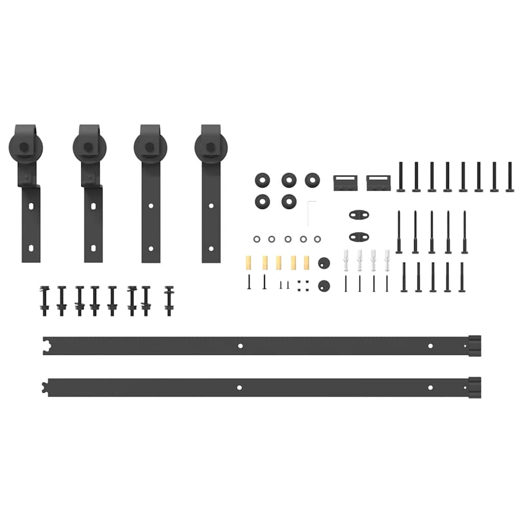 Schiebetürbeschlag-Set 183 cm Stahl Schwarz - Premium Türbeschläge & -klingeln - Just €100.39! Shop now at homesales4u