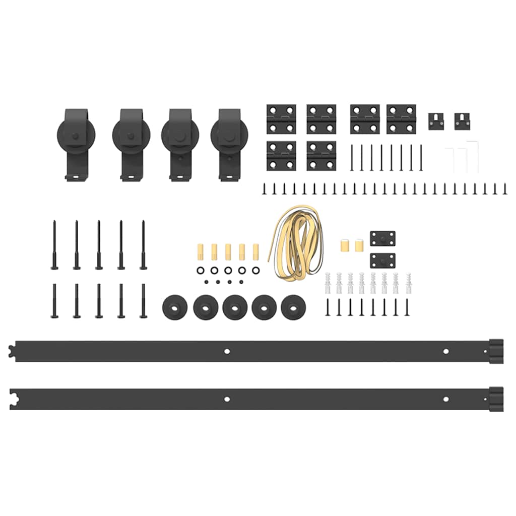 Schiebetürbeschlag-Set 183 cm Stahl Schwarz - Premium Türbeschläge & -klingeln - Just €118.01! Shop now at homesales4u