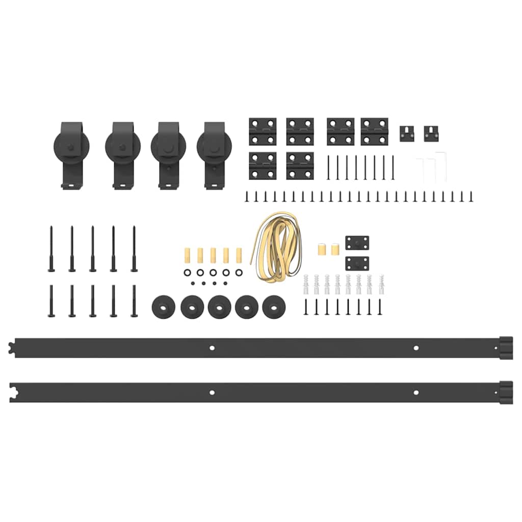Schiebetürbeschlag-Set 200 cm Stahl Schwarz - Premium Türbeschläge & -klingeln - Just €114.25! Shop now at homesales4u