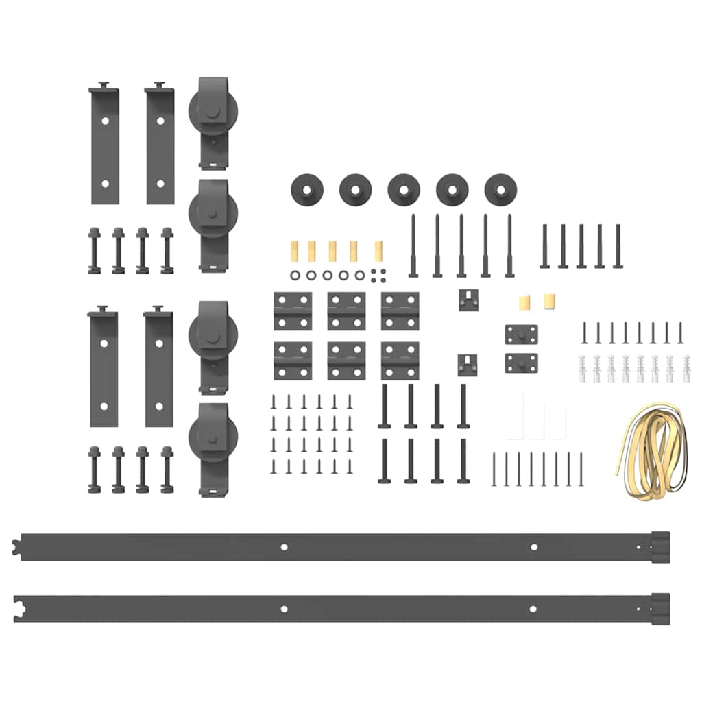 Schiebetürbeschlag-Set 200 cm Stahl Schwarz - Premium Türbeschläge & -klingeln - Just €151.18! Shop now at homesales4u