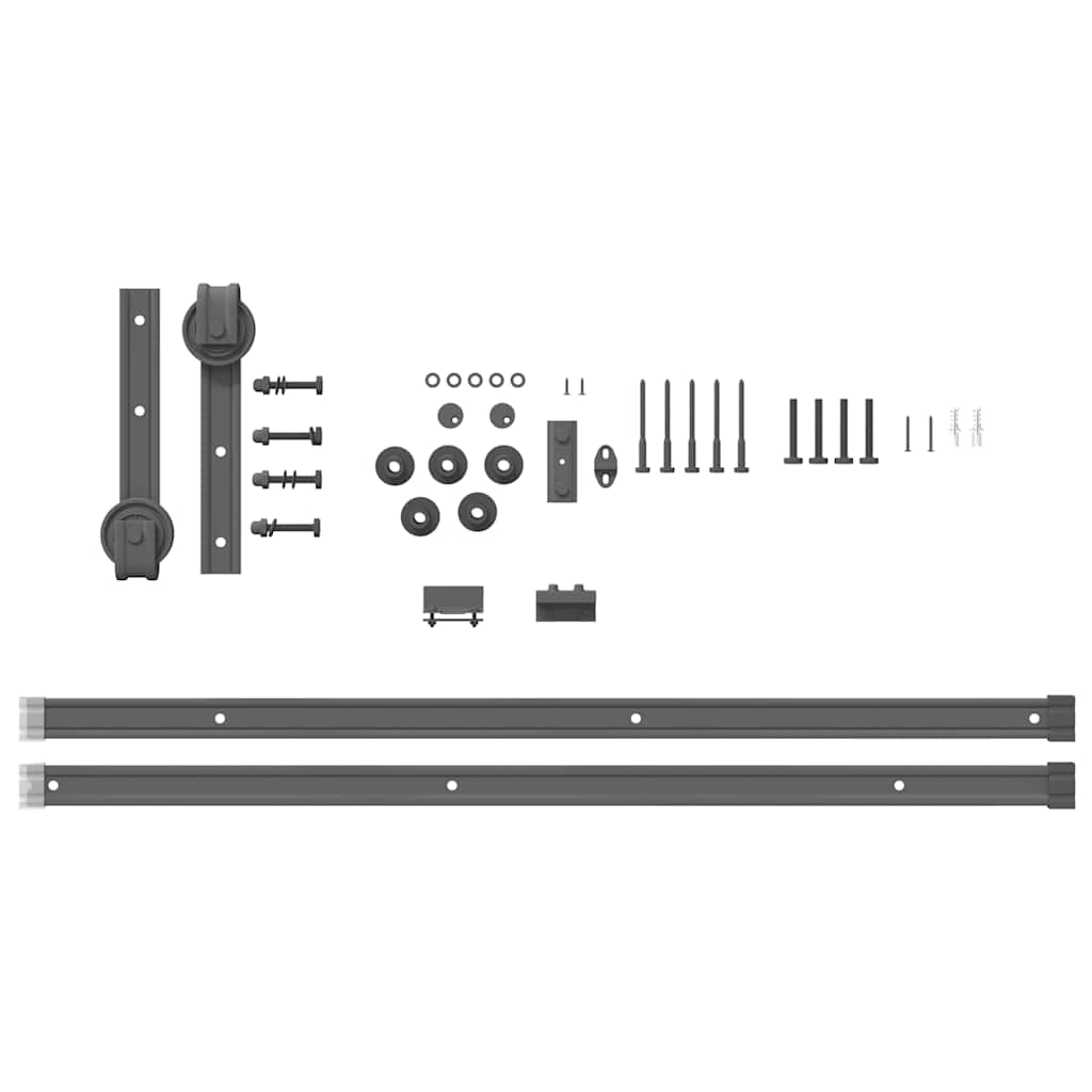 Schiebetürbeschlag-Set 183 cm Stahl Schwarz - Premium Türbeschläge & -klingeln - Just €60.16! Shop now at homesales4u