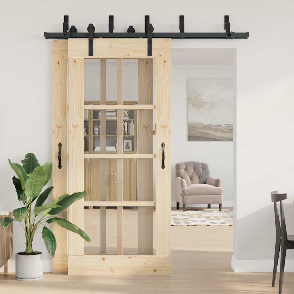 Schiebetürbeschlag-Set 183 cm Stahl Schwarz - Premium Türbeschläge & -klingeln - Just €173.01! Shop now at homesales4u