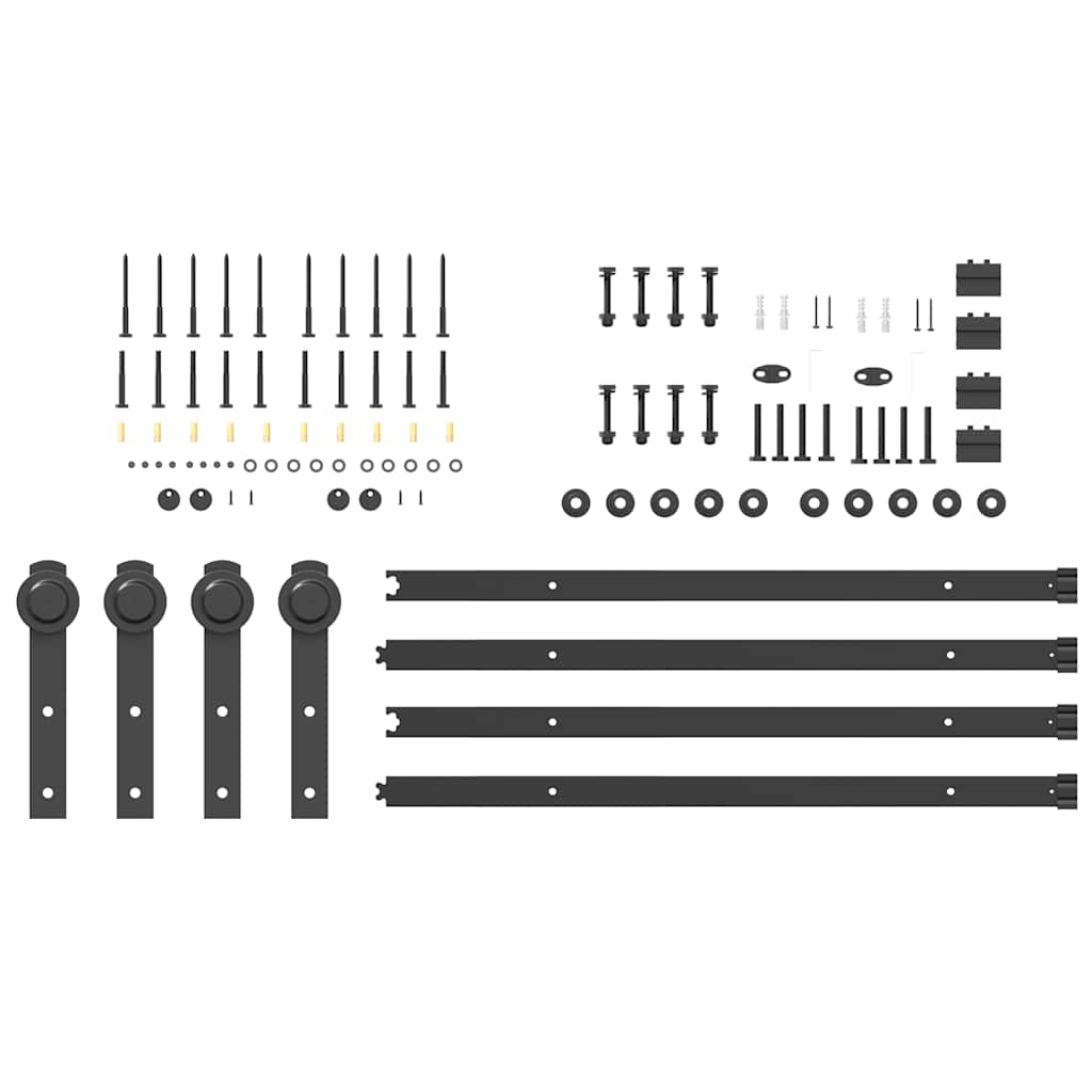 Schiebetürbeschlag-Set 183 cm Stahl Schwarz - Premium Türbeschläge & -klingeln - Just €173.01! Shop now at homesales4u