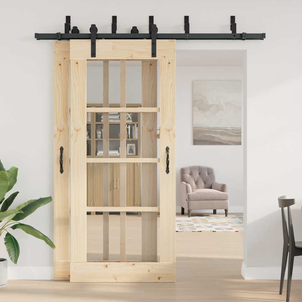 Schiebetürbeschlag-Set 200 cm Stahl Schwarz - Premium Türbeschläge & -klingeln - Just €187.84! Shop now at homesales4u