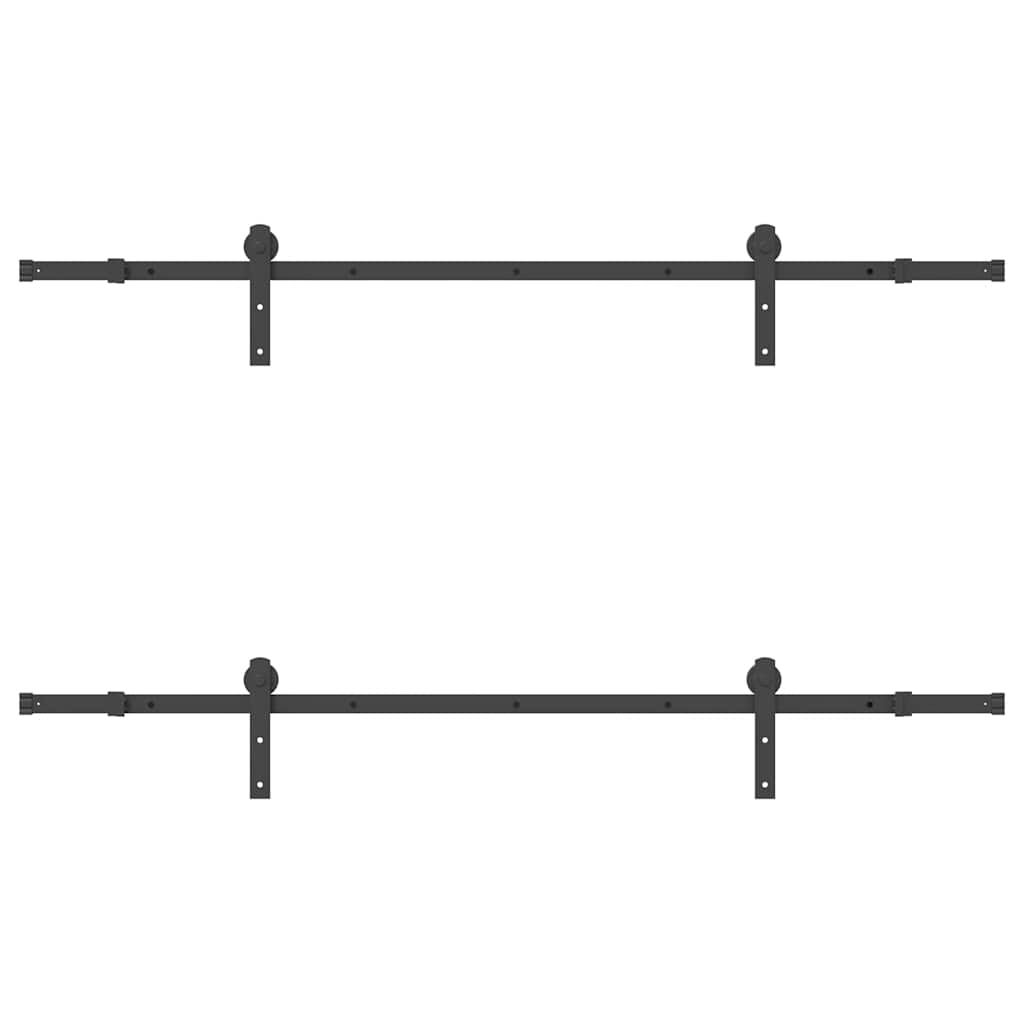 Schiebetürbeschlag-Set 200 cm Stahl Schwarz - Premium Türbeschläge & -klingeln - Just €187.84! Shop now at homesales4u