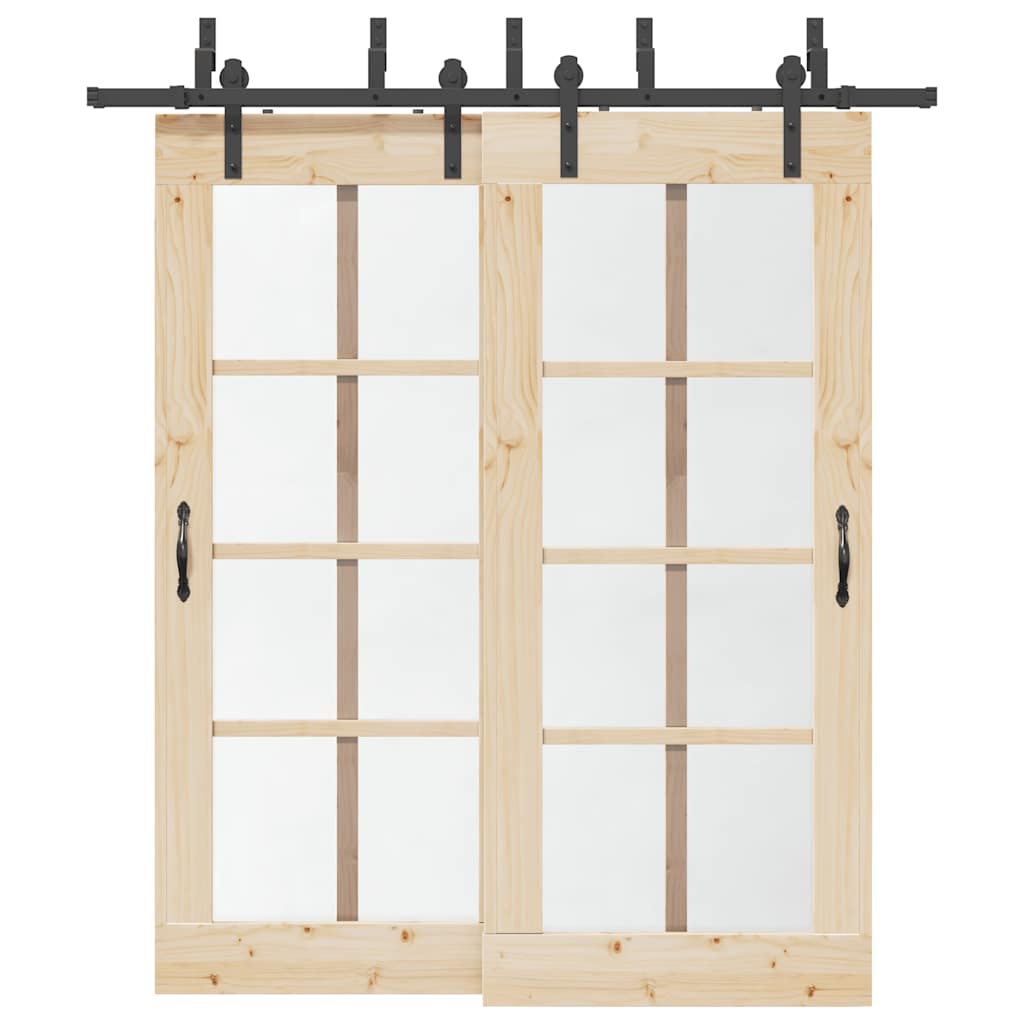Schiebetürbeschlag-Set 200 cm Stahl Schwarz - Premium Türbeschläge & -klingeln - Just €187.84! Shop now at homesales4u