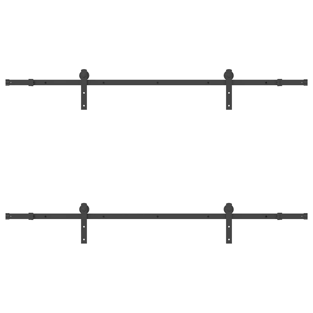 Schiebetürbeschlag-Set 213,5 cm Stahl Schwarz - Premium Türbeschläge & -klingeln - Just €208.59! Shop now at homesales4u