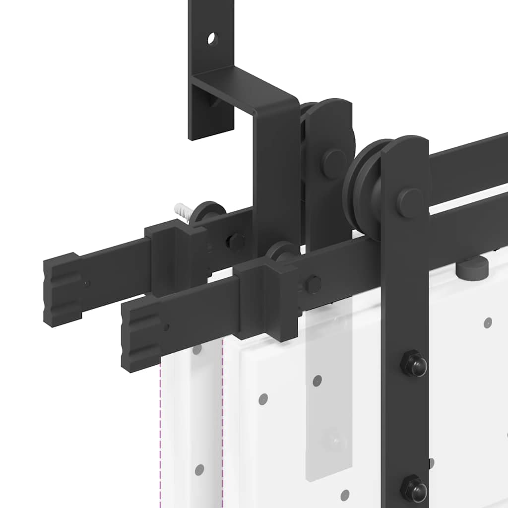 Schiebetürbeschlag-Set 213,5 cm Stahl Schwarz - Premium Türbeschläge & -klingeln - Just €208.59! Shop now at homesales4u