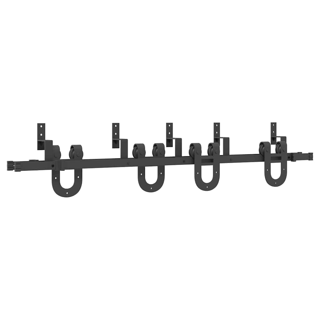 Schiebetürbeschlag-Set 183 cm Stahl Schwarz - Premium Türbeschläge & -klingeln - Just €174.25! Shop now at homesales4u
